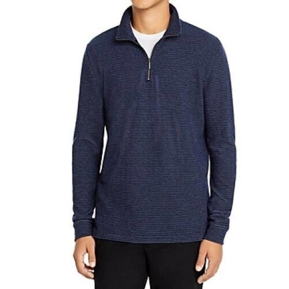 The Mens Store Two-Tone Half-Zip Pullover Sweater Mens‎ Small Navy Steel - Picture 2 of 5